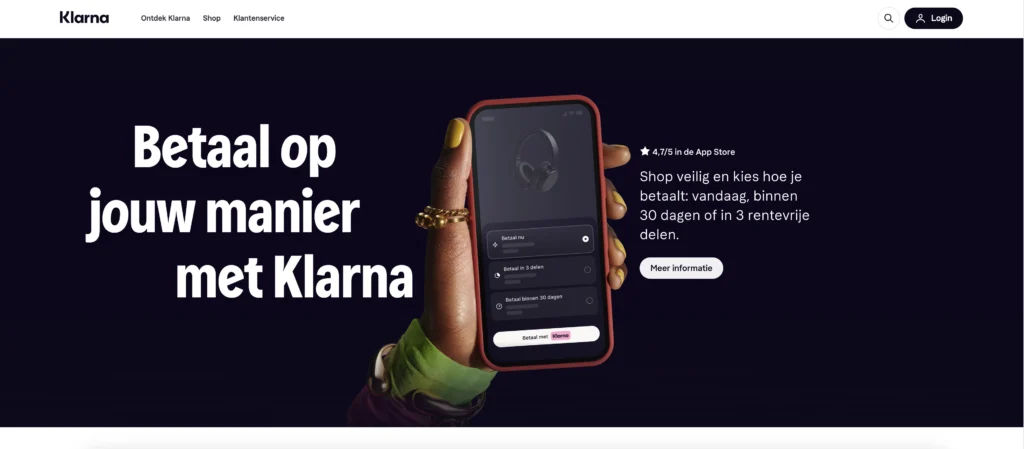 Alternatief voor Stripe is Klarna