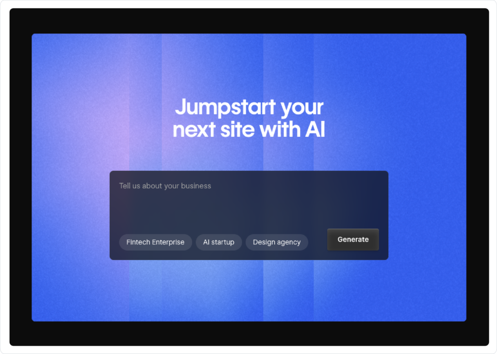Voorbeeld AI website builder Webflow