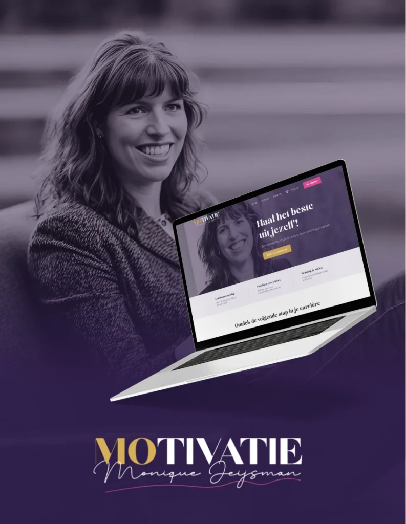 MOtivatie van Monique Jeysman — de website op een laptop met de kop Haal het beste uit jezelf