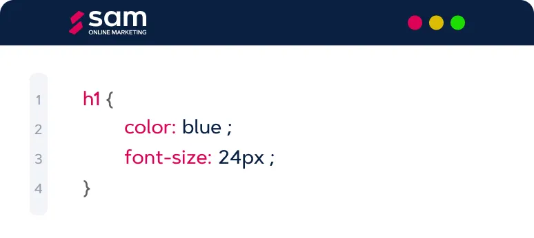 Voorbeel van een CSS regel